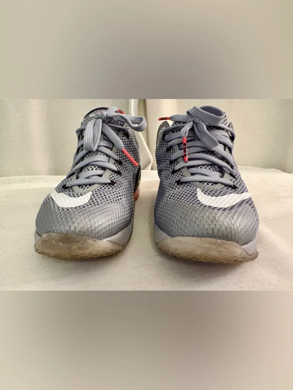 Nike LeBron XII Low GS Grey Orange Athletic Sneakers 5Y EUC w/ Box